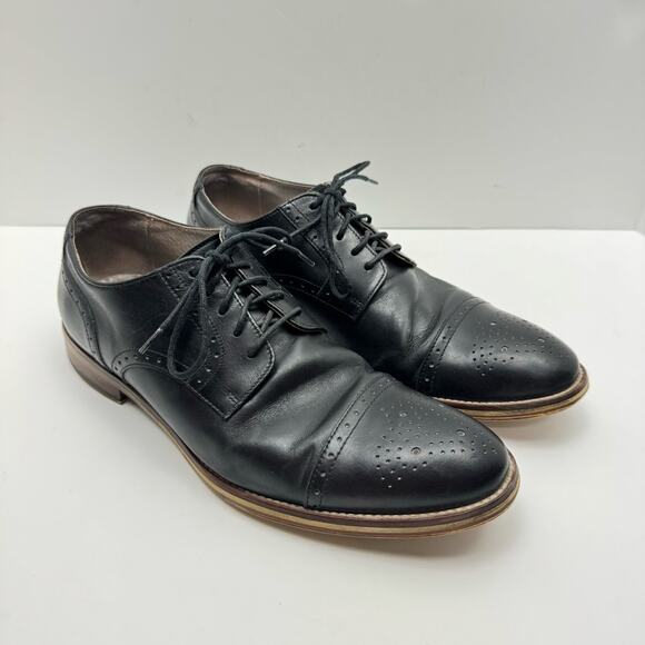 Johnston & Murphy 59-1991 Black Leather Carriker Cap Toe Lace Up Dress Shoes main image 9
